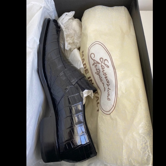 Caporicci 3321 Alligator Penny Loafers Shoes Black - Picture 8 of 13